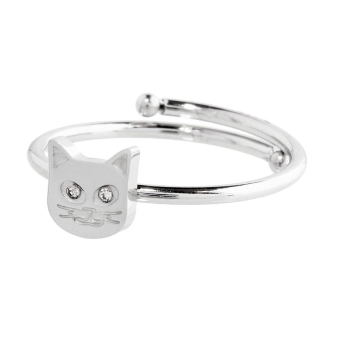 Anello gatto con cristalli