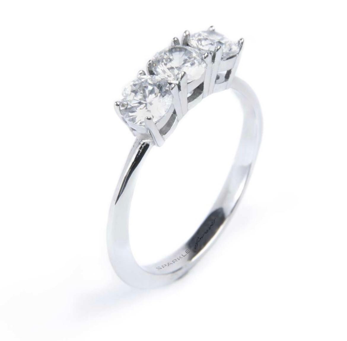 Anello trilogy con zircone 4,25 mm
