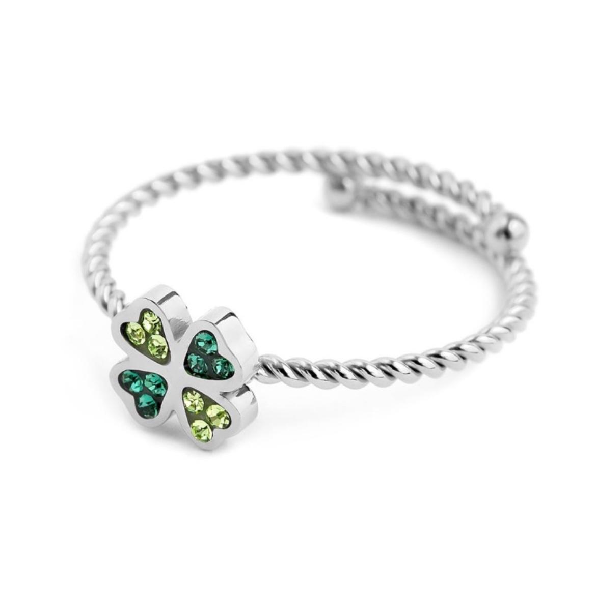 Anello quadrifoglio con cristalli