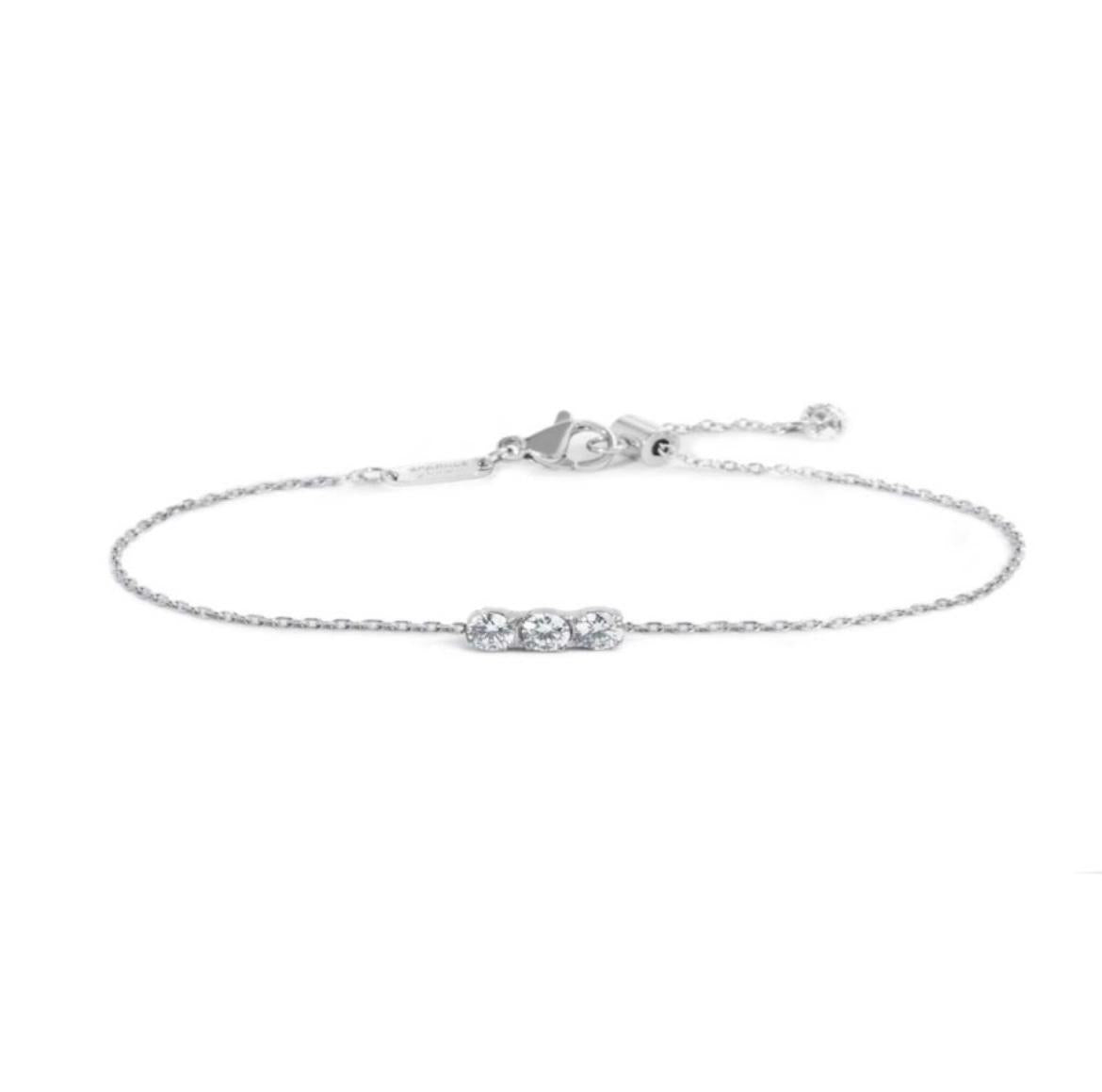 Bracciale catena cutting cross con tre zirconi 3,5 mm centrali