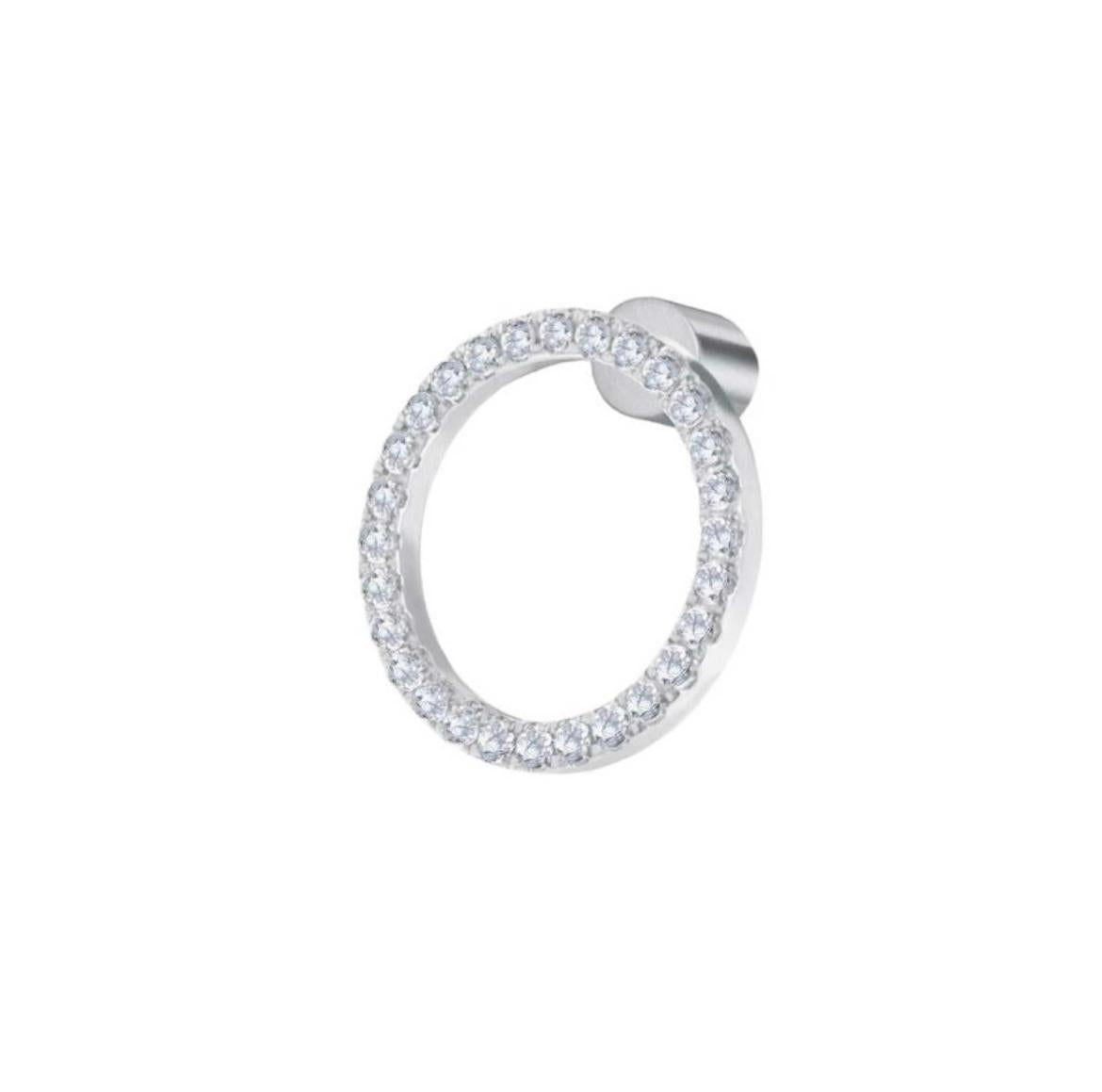 Orecchino a lobo cerchio 1,4 cm con zirconi bianchi