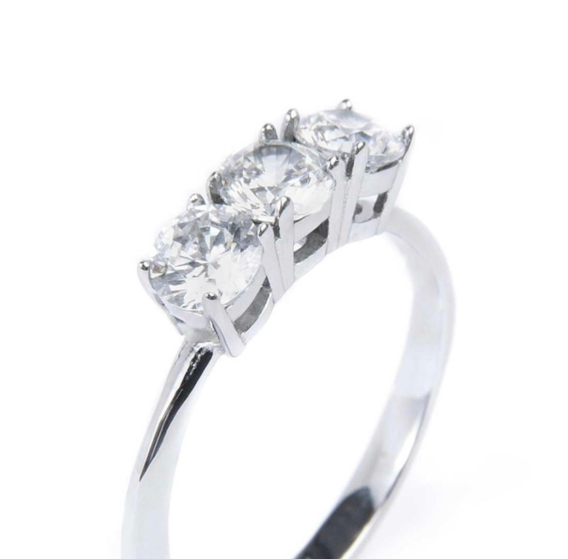 Anello trilogy con zircone 4,25 mm