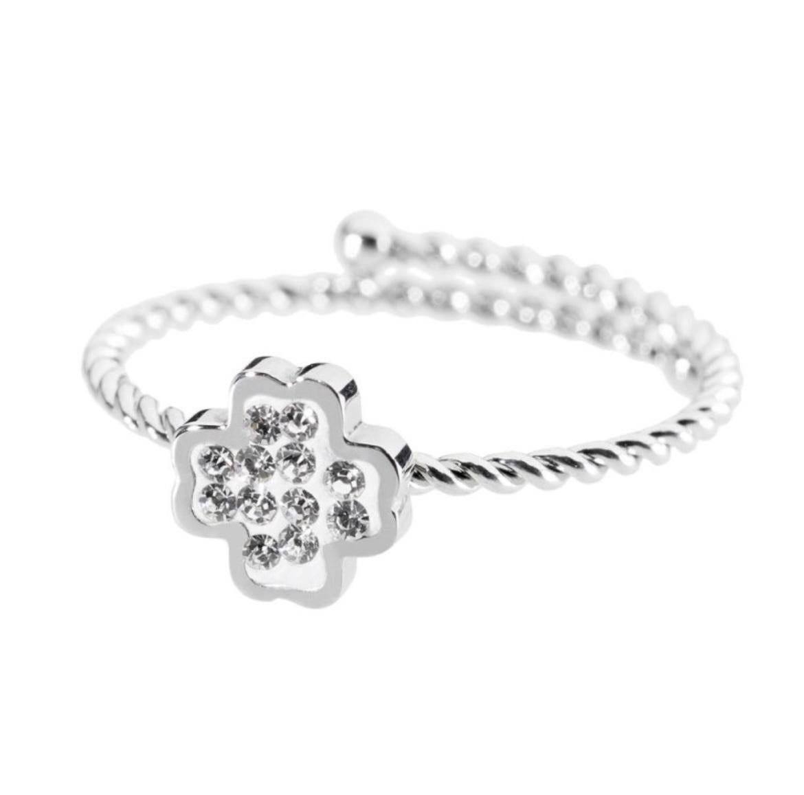 Anello quadrifoglio con cristalli