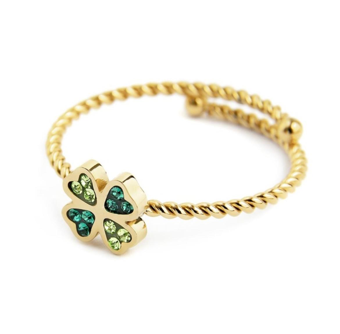Anello quadrifoglio con cristalli