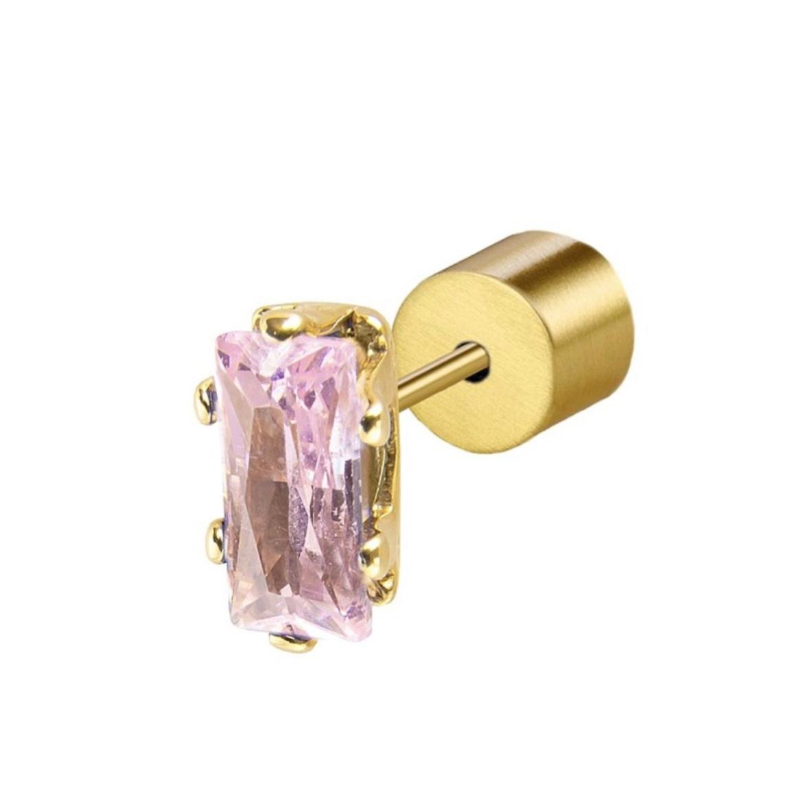 Orecchino a lobo zircone baguette