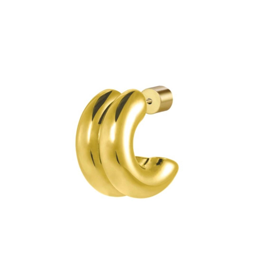 Orecchino a lobo a cerchietto doppio 1,5 cm con chiusura perla
