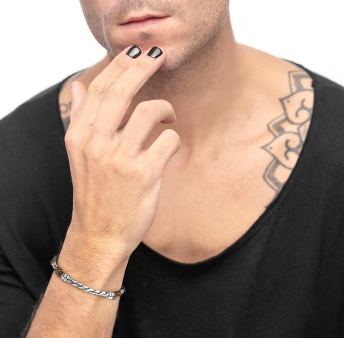 Bracciale con rondelle occhio di tigre catena twisted