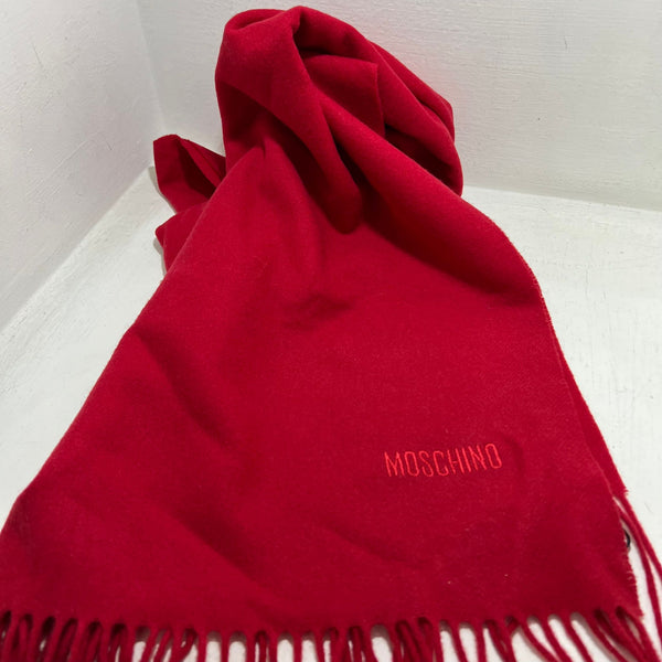 Sciarpa in lana Moschino e frange rossa