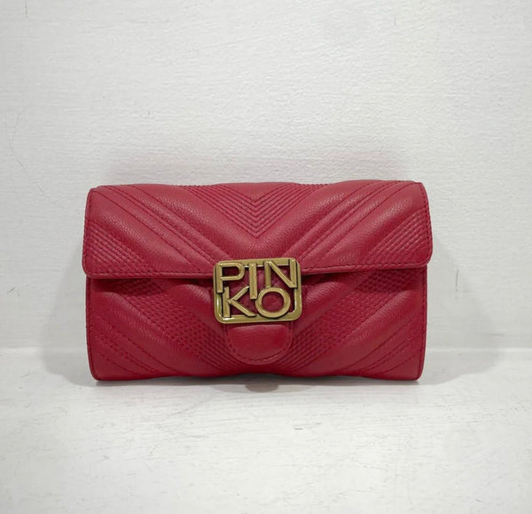Portafoglio Logo Love Bag Chevronne Rosso Rubino - Pinko