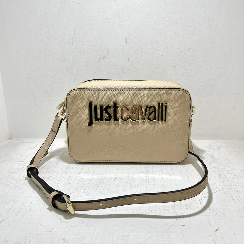 Just Cavalli - Borsa Range Metal Lettering Saffiano Beige