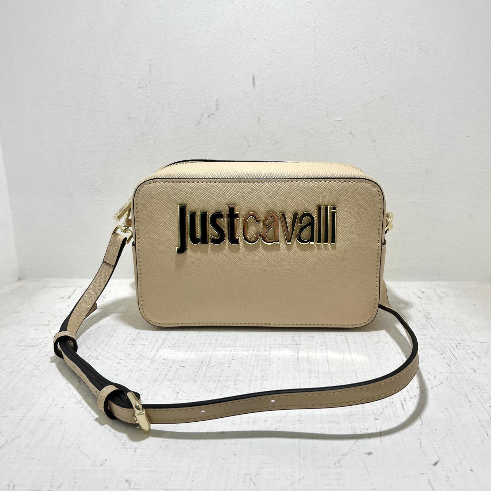 Just Cavalli - Borsa Range Metal Lettering Saffiano Beige