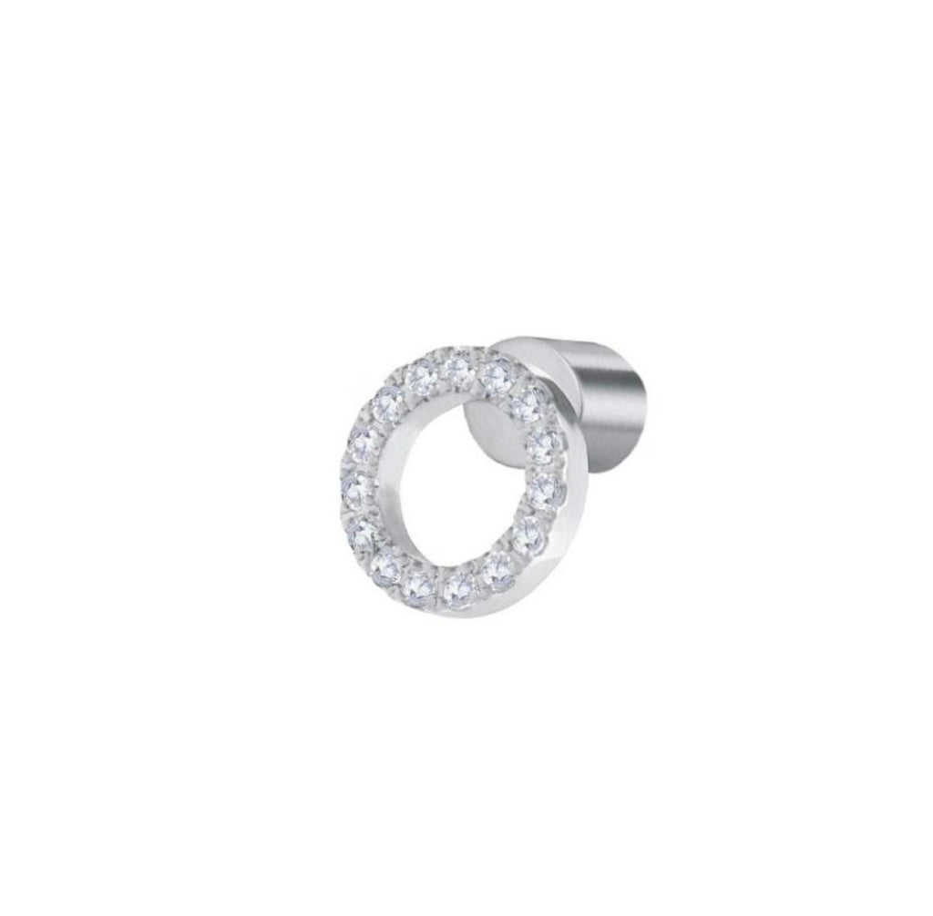 Orecchino a lobo cerchio 0,8 cm con zirconi bianchi