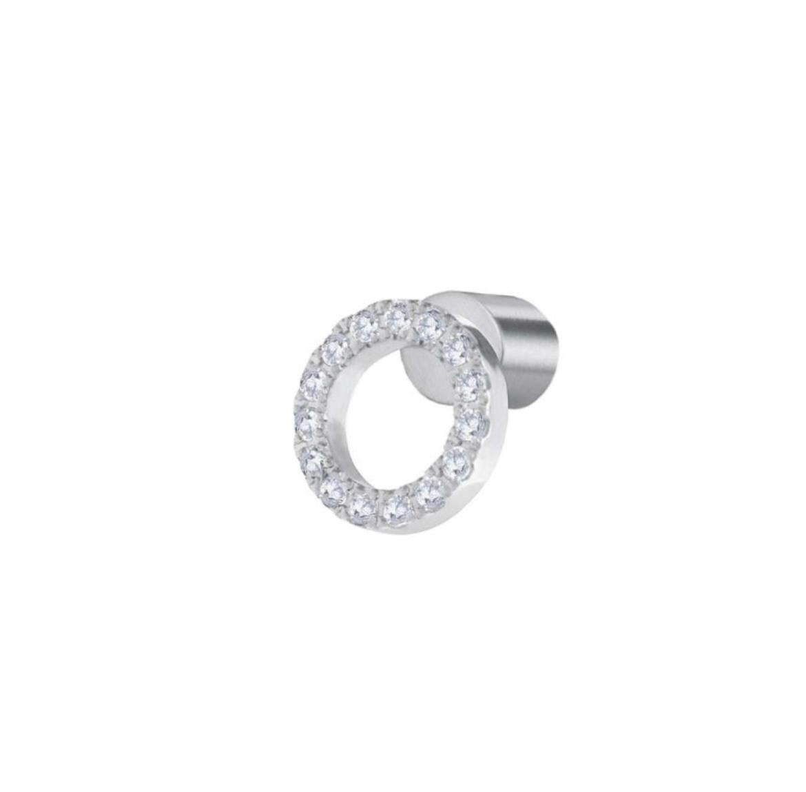 Orecchino a lobo cerchio 0,8 cm con zirconi bianchi
