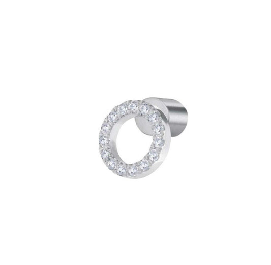 Orecchino a lobo cerchio 0,8 cm con zirconi bianchi