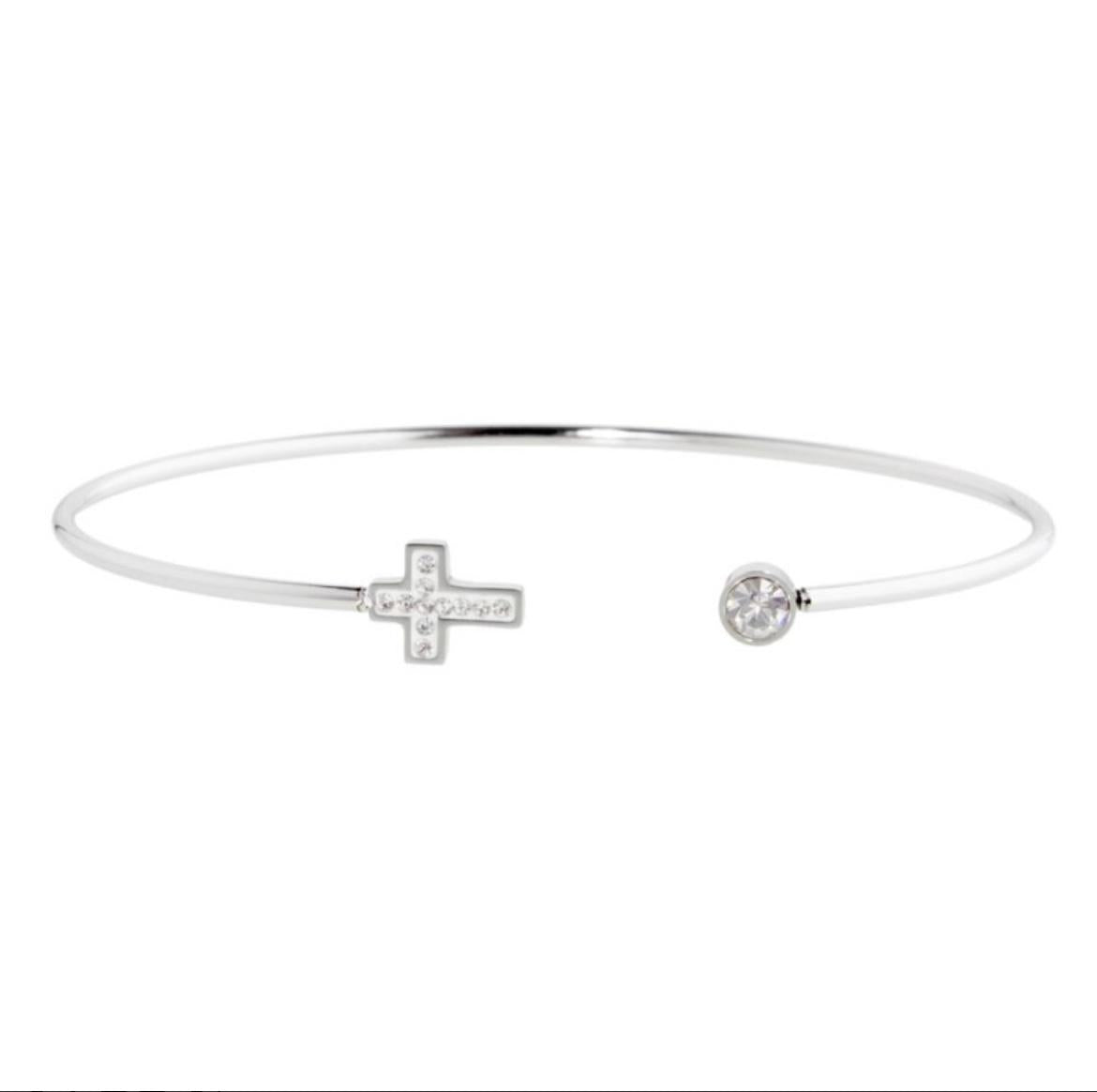 Bracciale rigido croce con cristalli