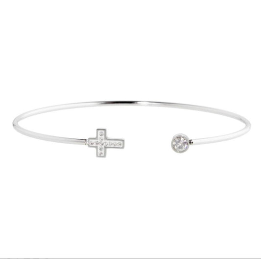Bracciale rigido croce con cristalli