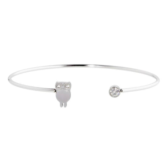 Bracciale rigido gufo con cristalli