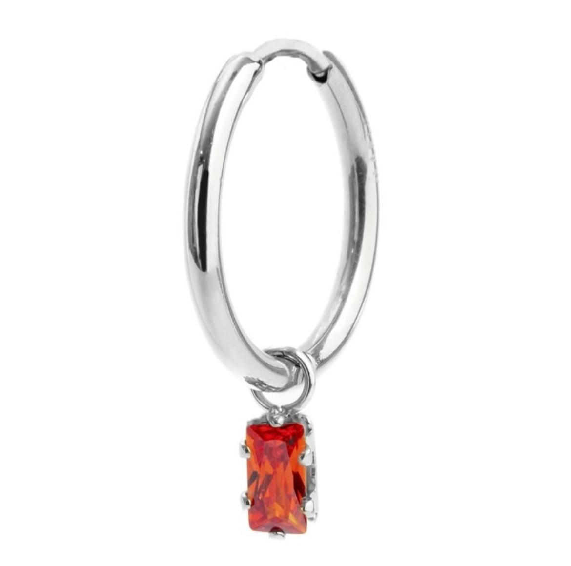 Orecchino a cerchio con zircone baguette