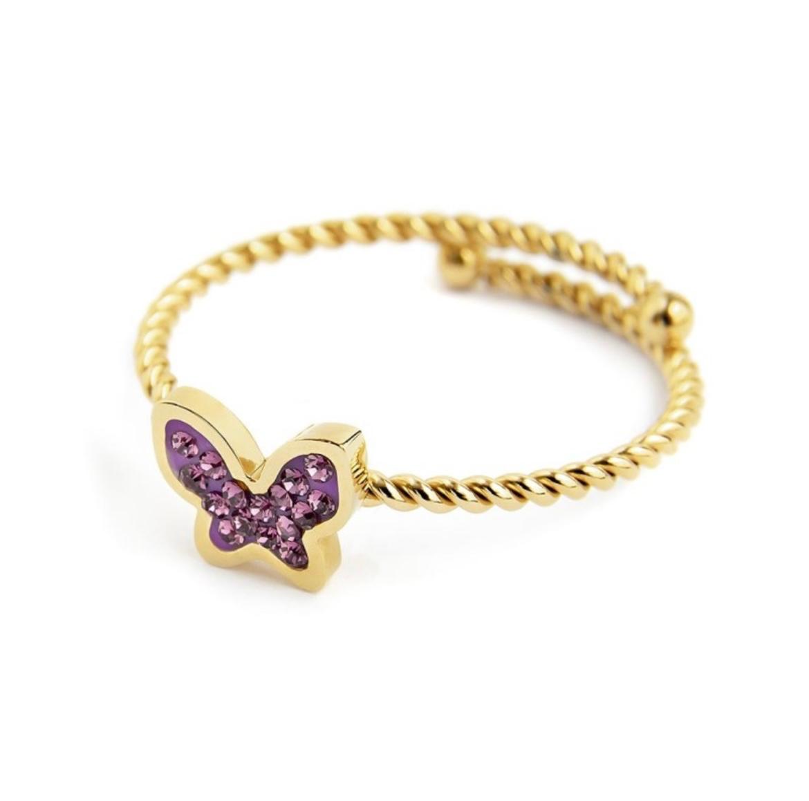 Anello farfalla con cristalli