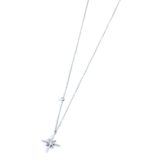 Collana rosa dei venti pendente 15 mm e zircone