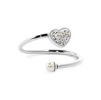 Anello cuore con cristalli e perla