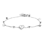Bracciale cuore madreperla con sfere e zirconi