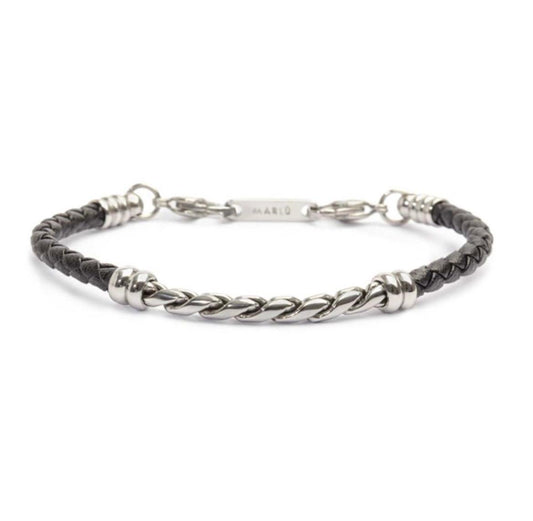 Bracciale in pelle sintetica con catena twisted