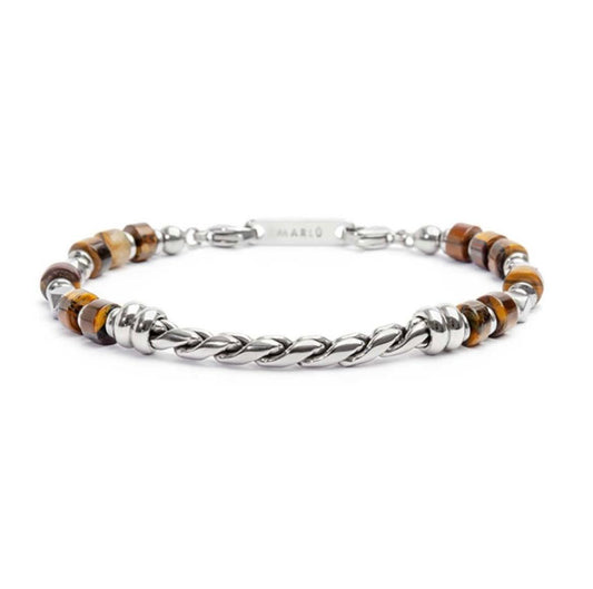 Bracciale con rondelle occhio di tigre catena twisted