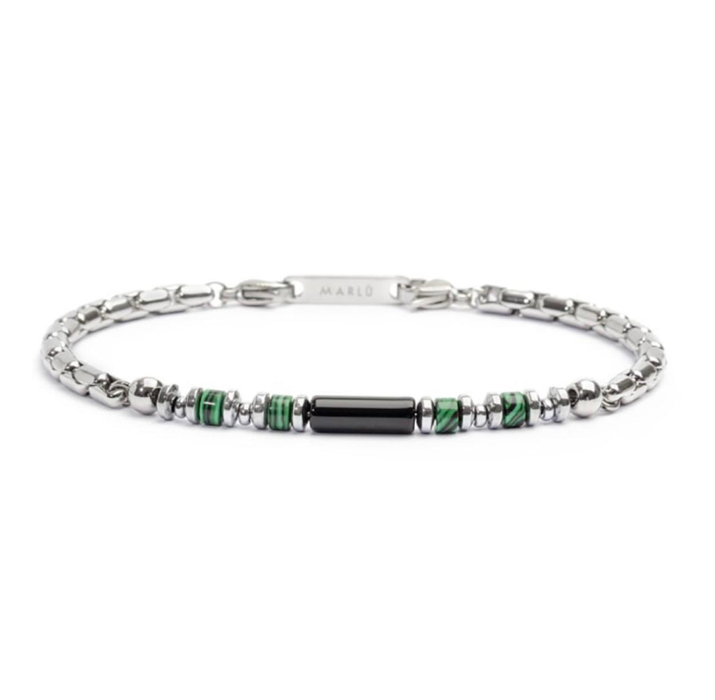 Bracciale elementi in pietra ed elementi in ematite catena box