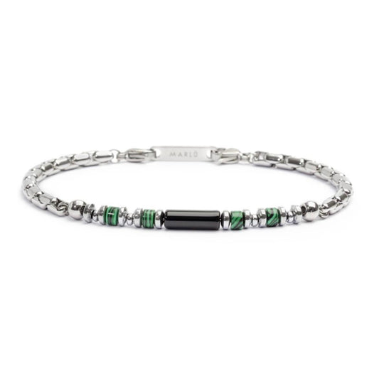 Bracciale elementi in pietra ed elementi in ematite catena box
