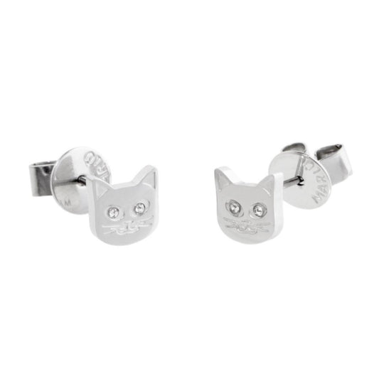 Orecchini a lobo gatto con cristalli