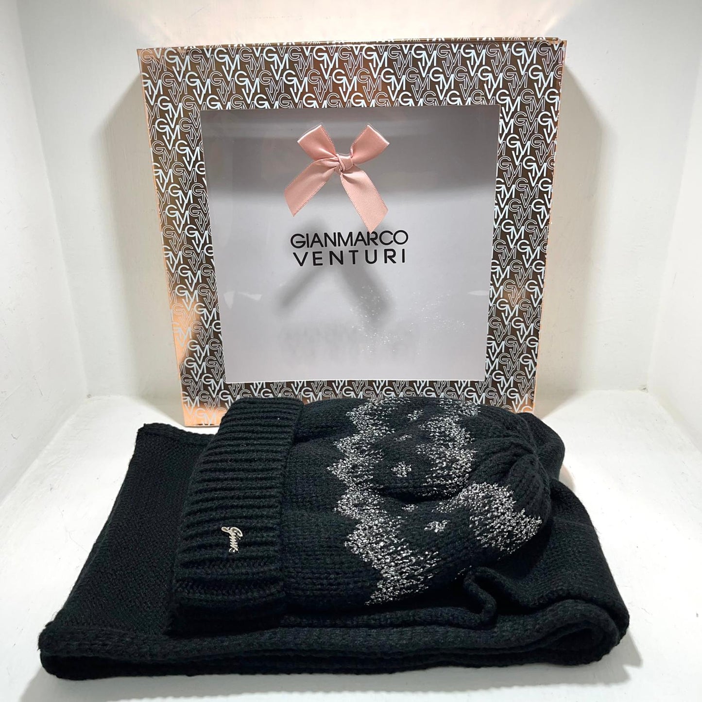 GianMarco Venturi - Set sciarpa e cappello Nero