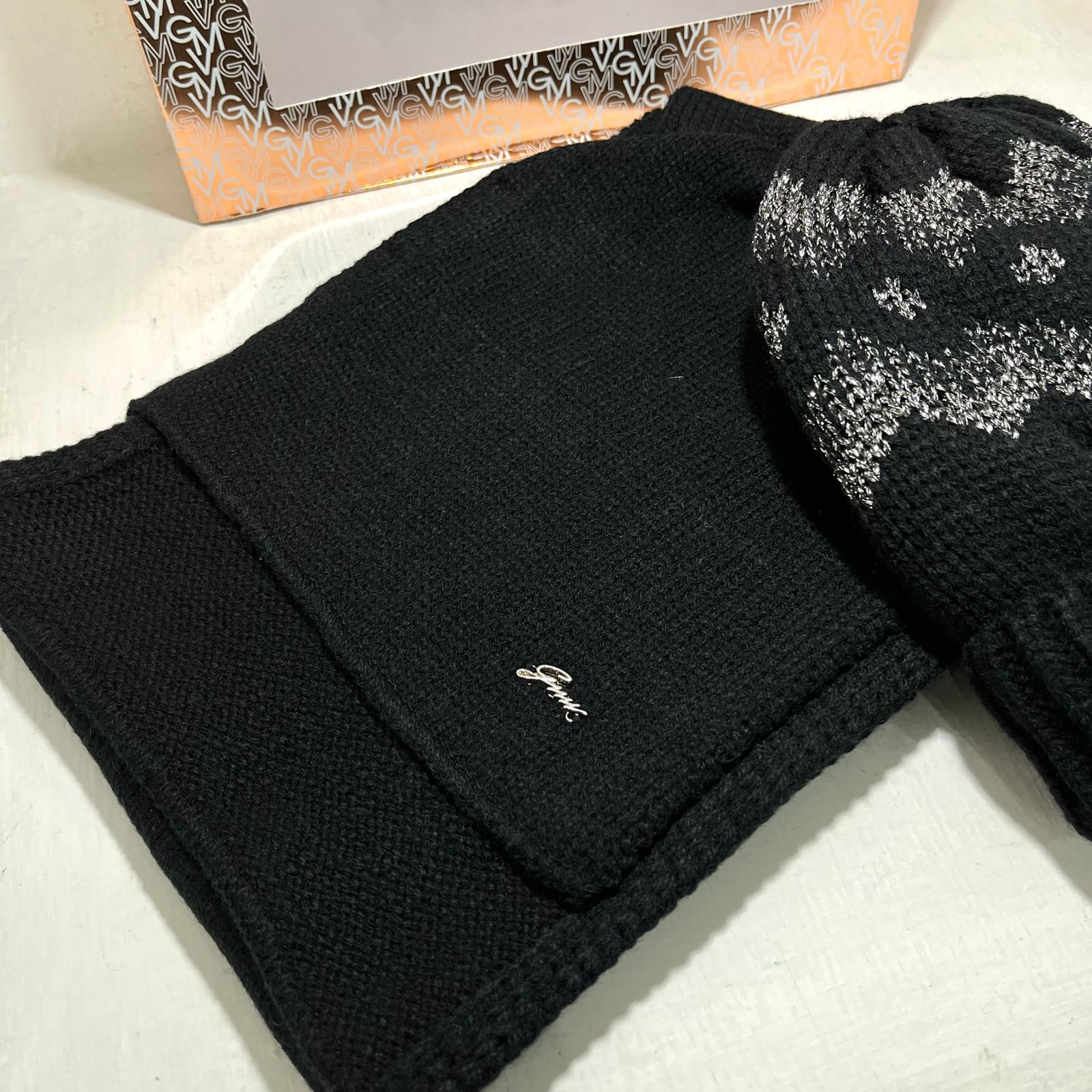 GianMarco Venturi - Set sciarpa e cappello Nero