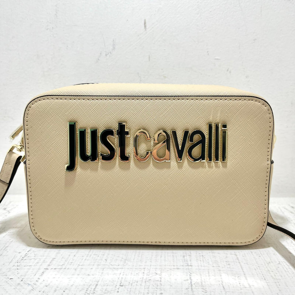 Just Cavalli - Borsa Range Metal Lettering Saffiano Beige