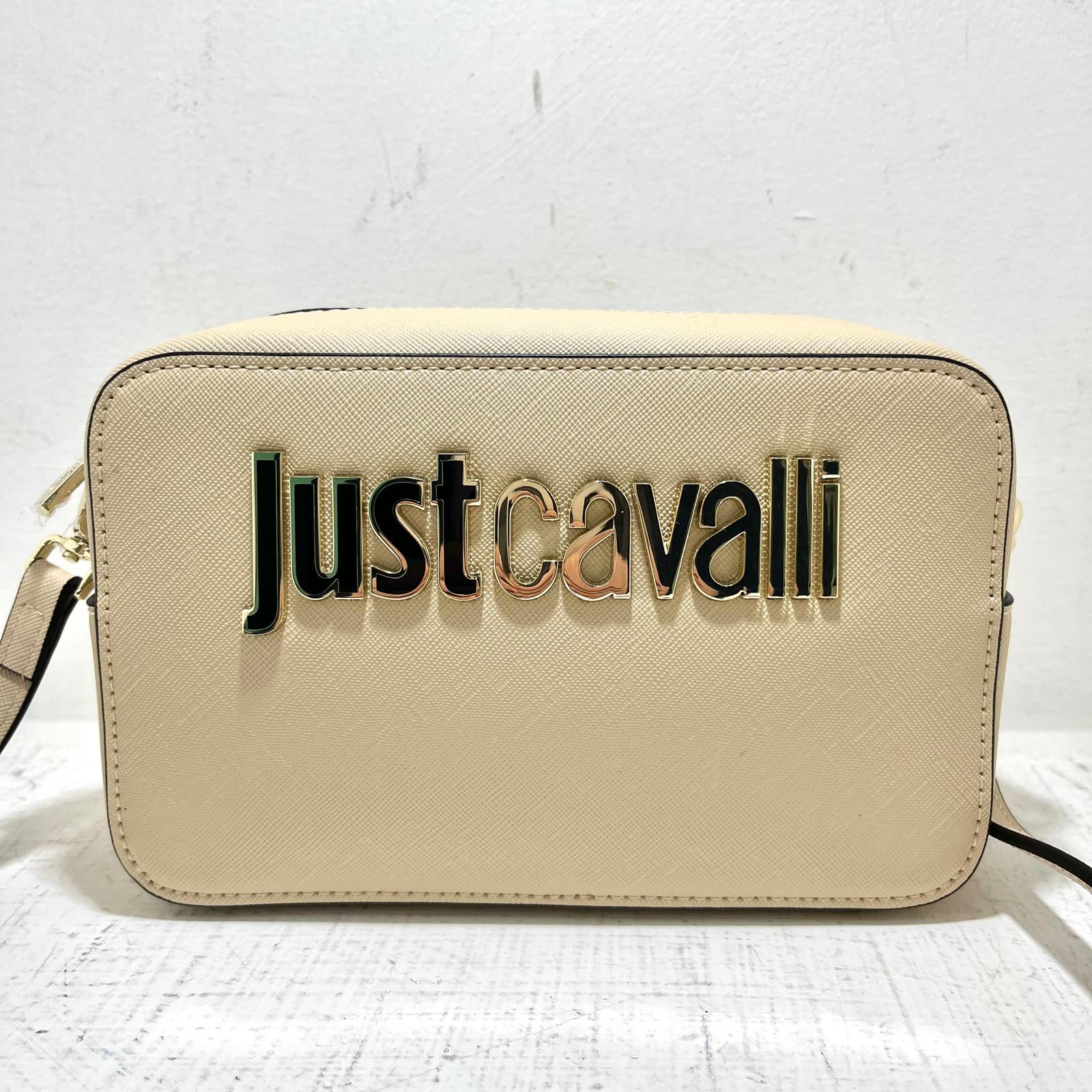Just Cavalli - Borsa Range Metal Lettering Saffiano Beige
