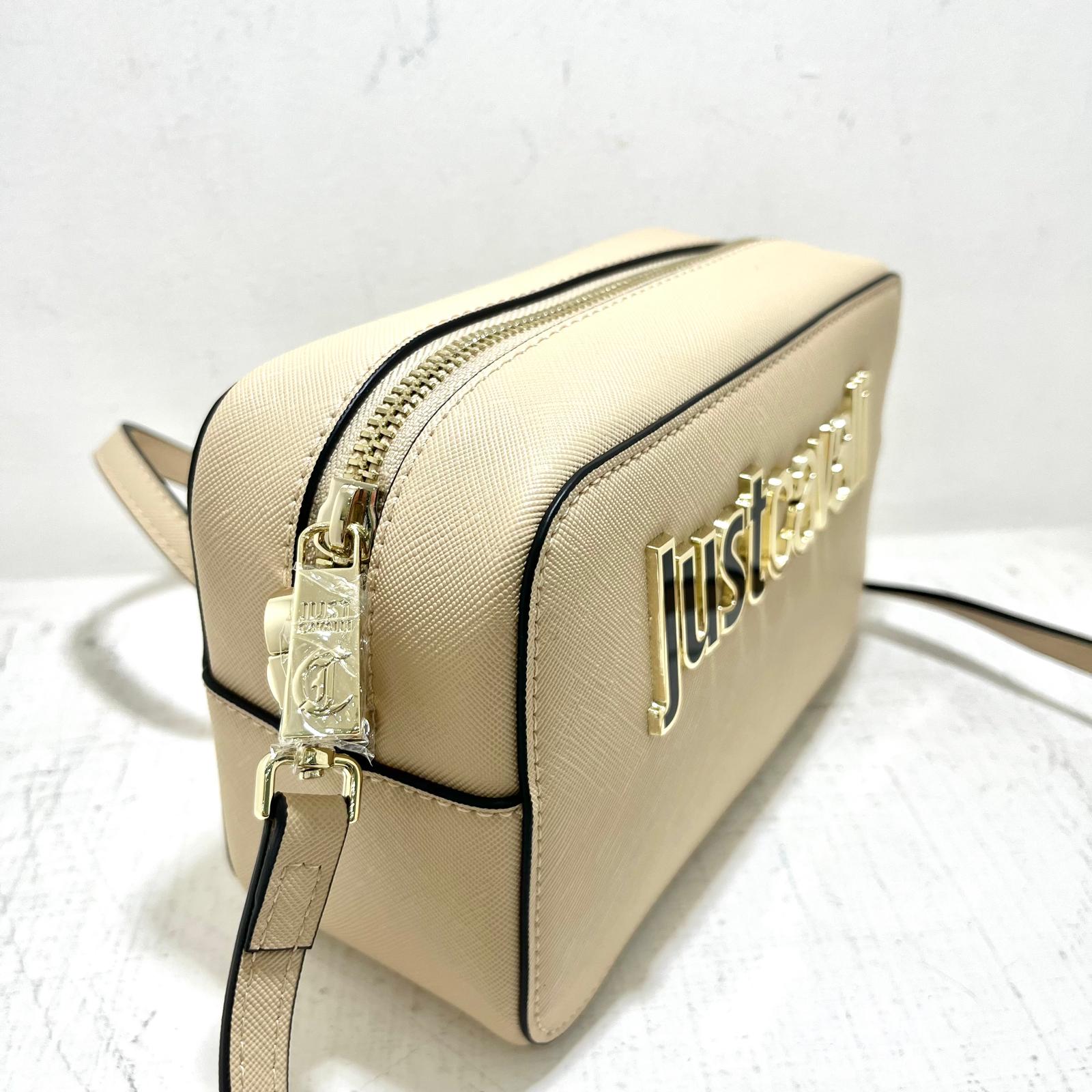 Just Cavalli - Borsa Range Metal Lettering Saffiano Beige