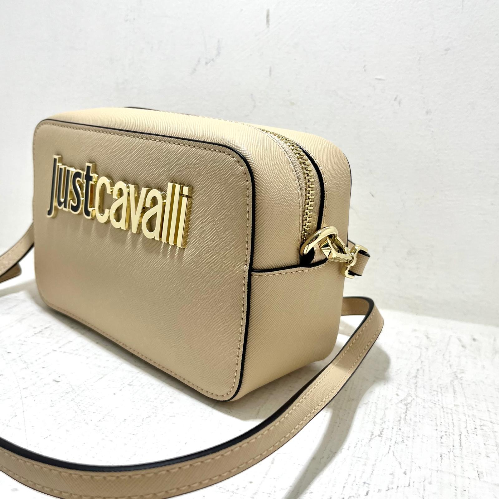 Just Cavalli - Borsa Range Metal Lettering Saffiano Beige