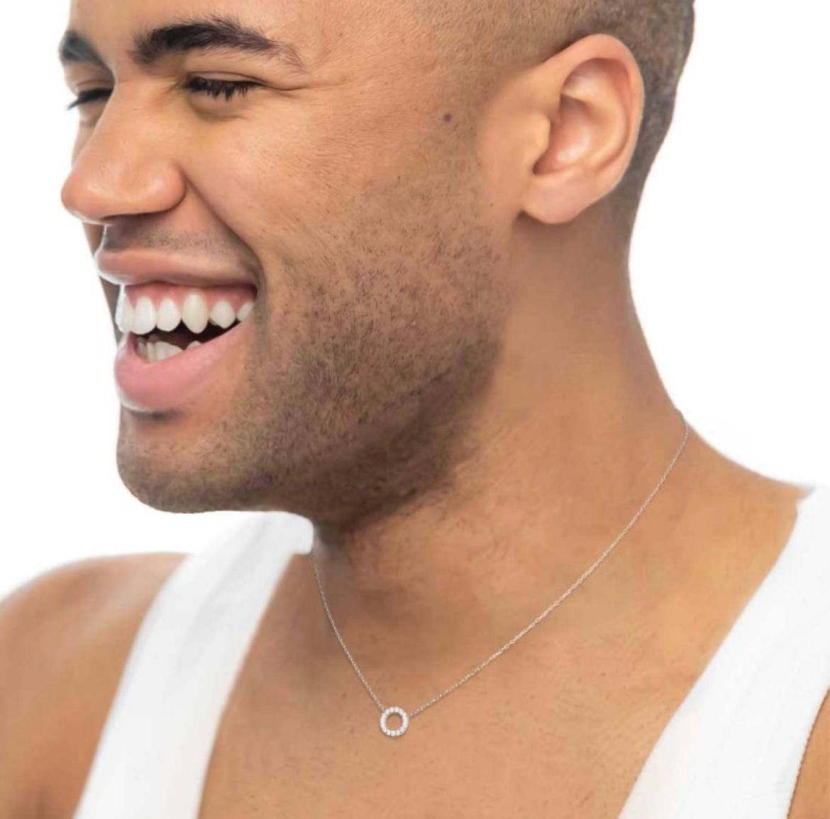 Collana cerchio 0,8 cm con zirconi bianchi