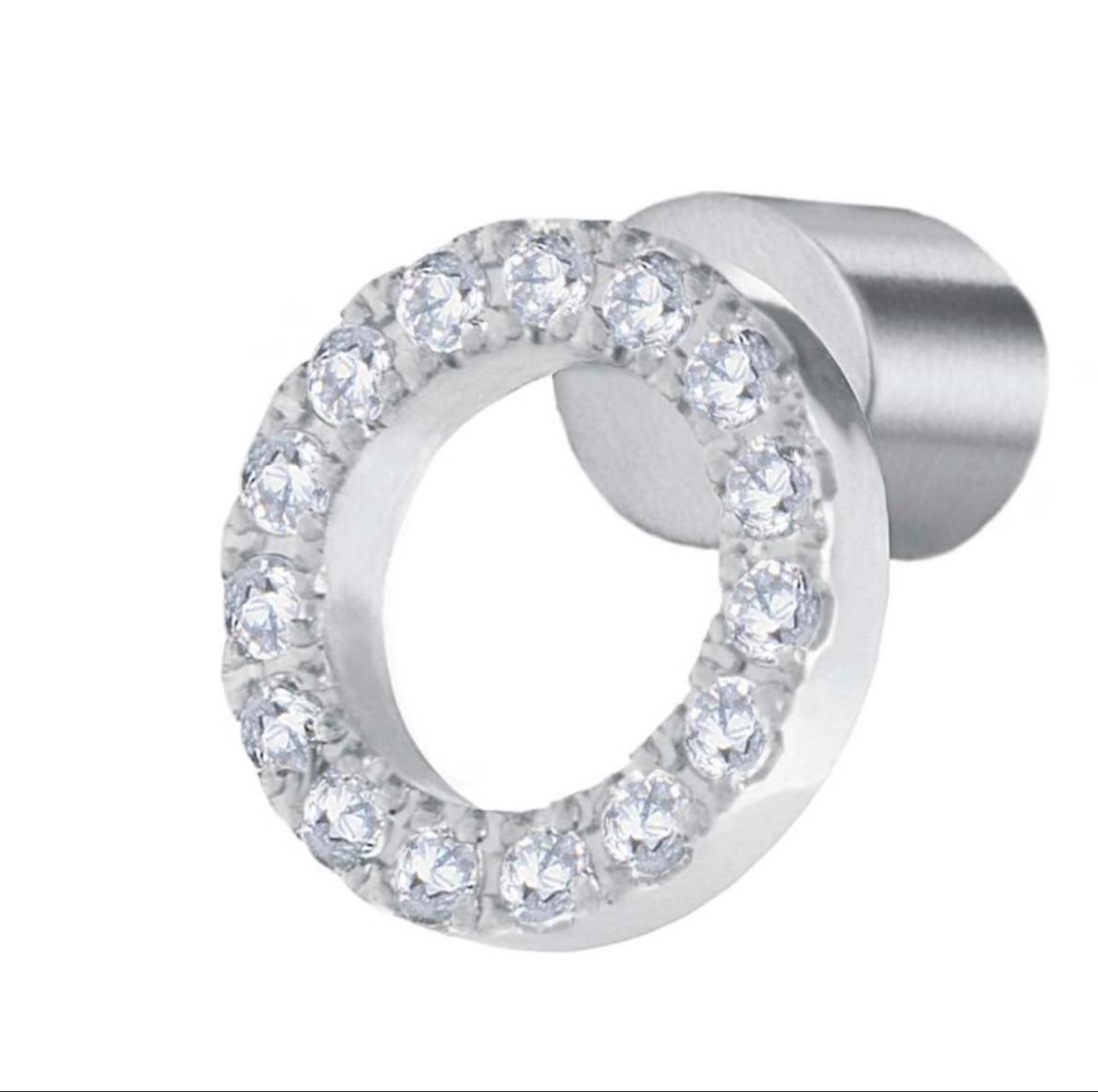 Orecchino a lobo cerchio 0,8 cm con zirconi bianchi