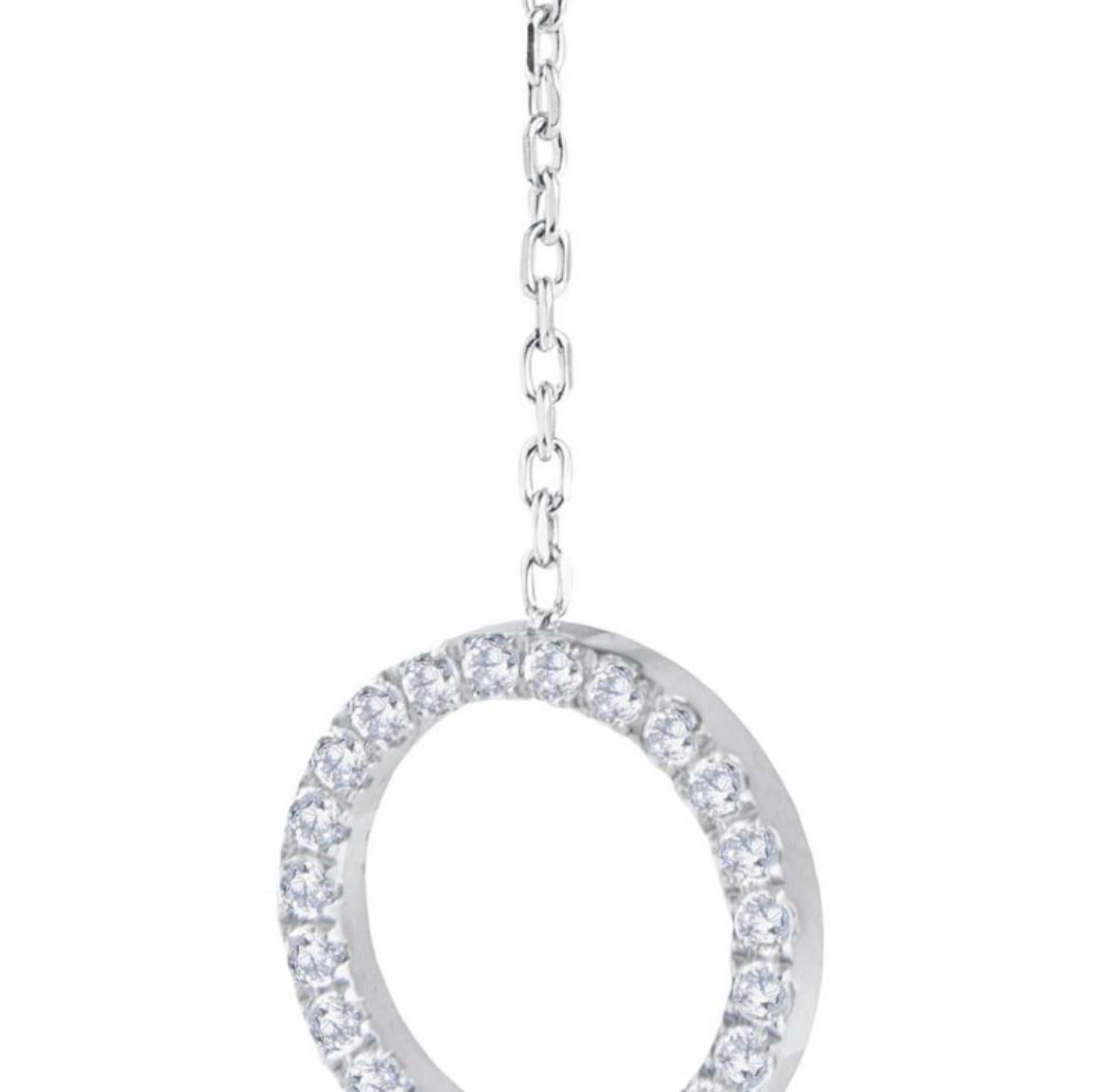 Orecchino pendente cerchi con zirconi bianchi