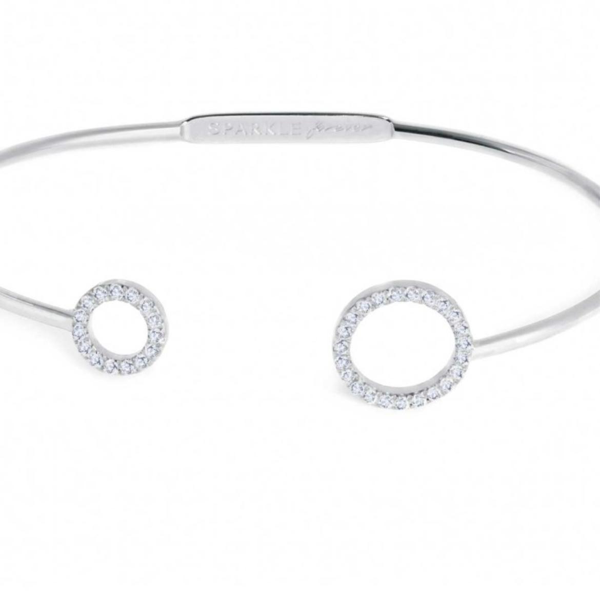 Bracciale rigido cerchi con zirconi bianchi