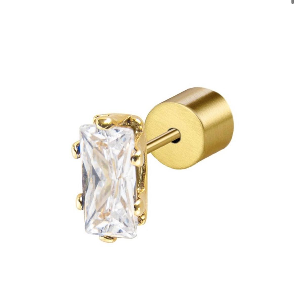 Orecchino a lobo zircone baguette