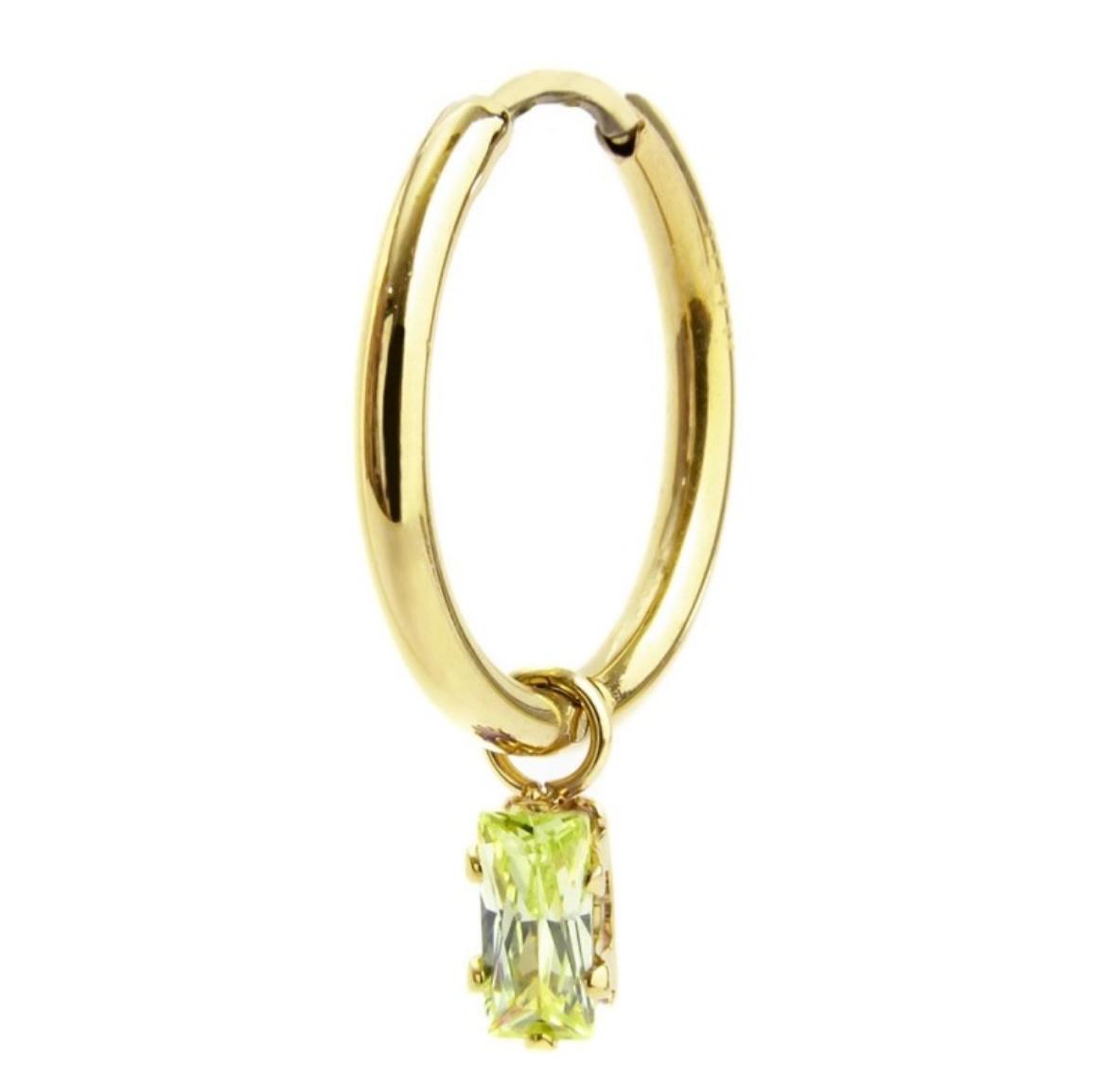 Orecchino a cerchio con zircone baguette