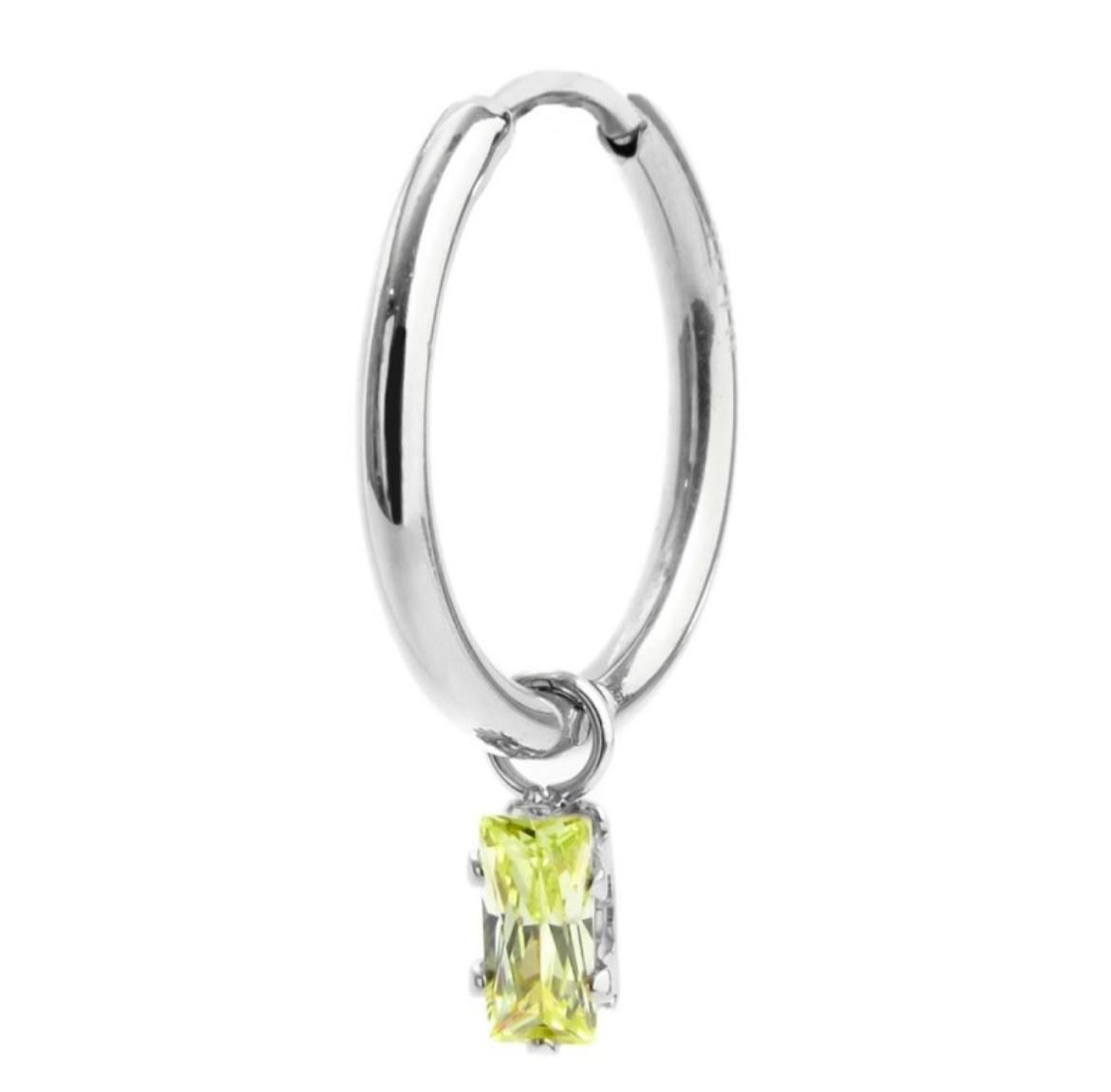 Orecchino a cerchio con zircone baguette