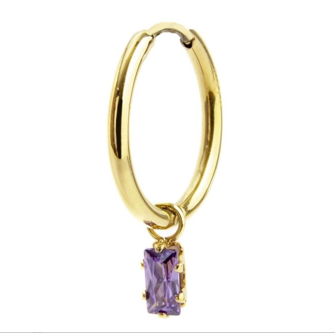 Orecchino a cerchio con zircone baguette