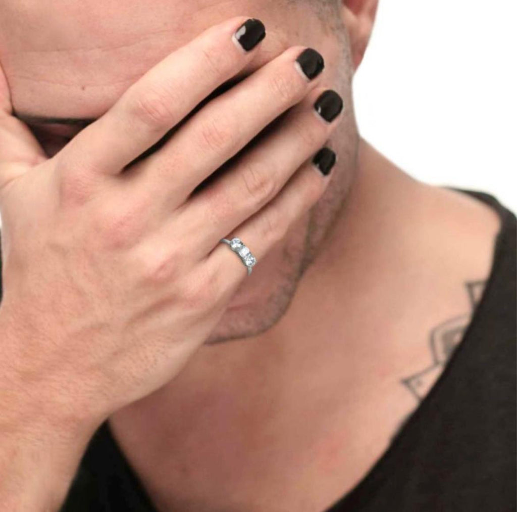 Anello trilogy con zircone 4,25 mm