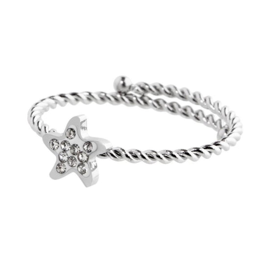 Anello stella marina con cristalli