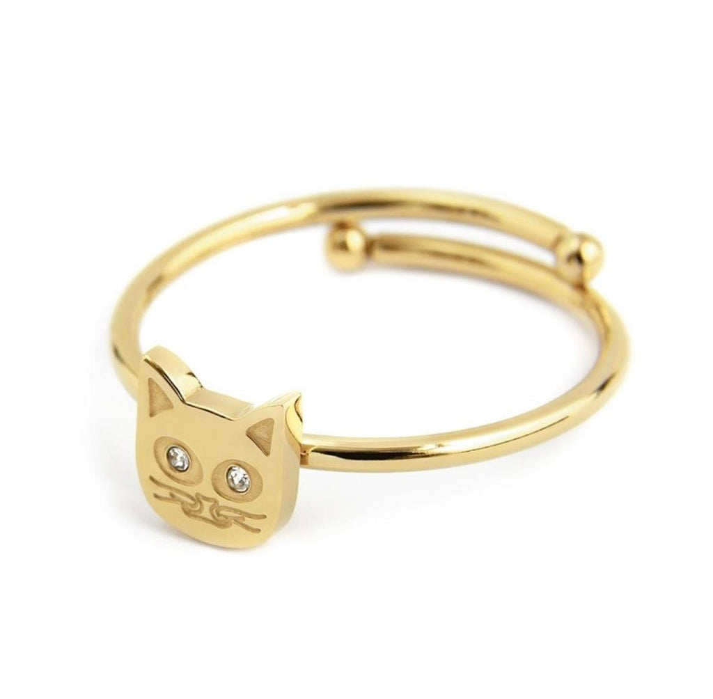 Anello gatto con cristalli