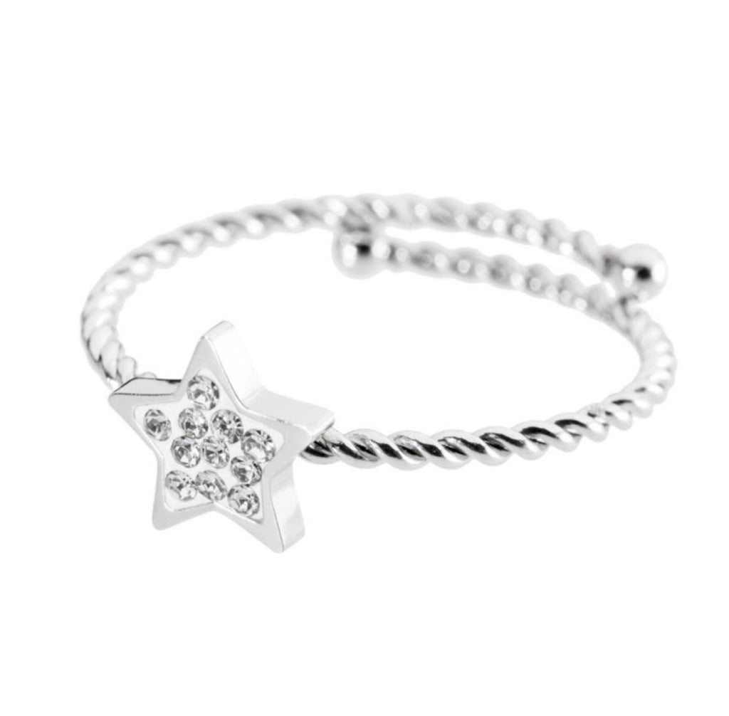 Anello stella con cristalli