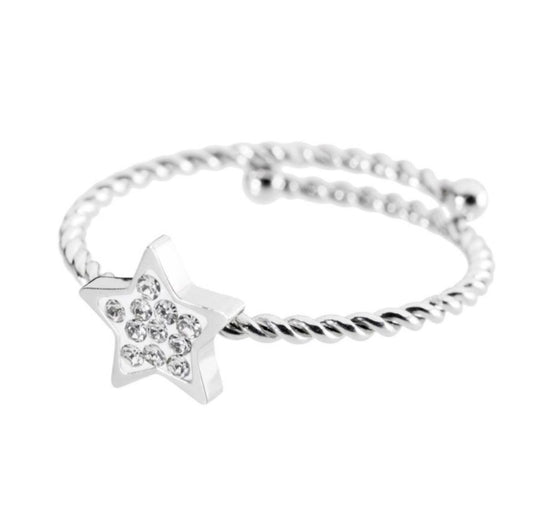 Anello stella con cristalli
